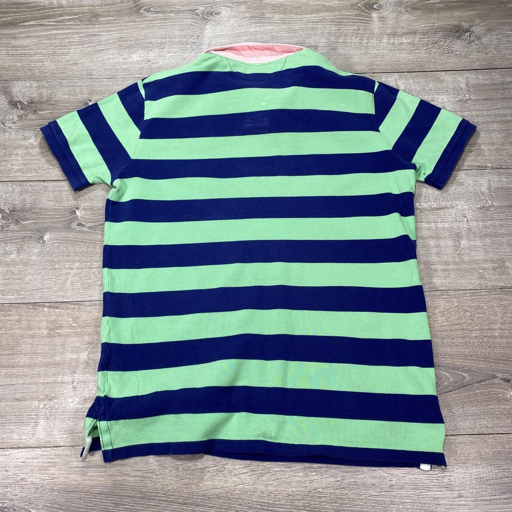 Polo Ralph Lauren Polo Shirt Mens Large Green Navy Striped Custom Fit Rugby Logo - Picture 6 of 16
